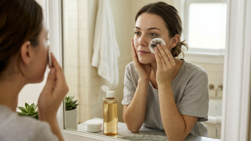 Démaquillage au nettoyant micellaire